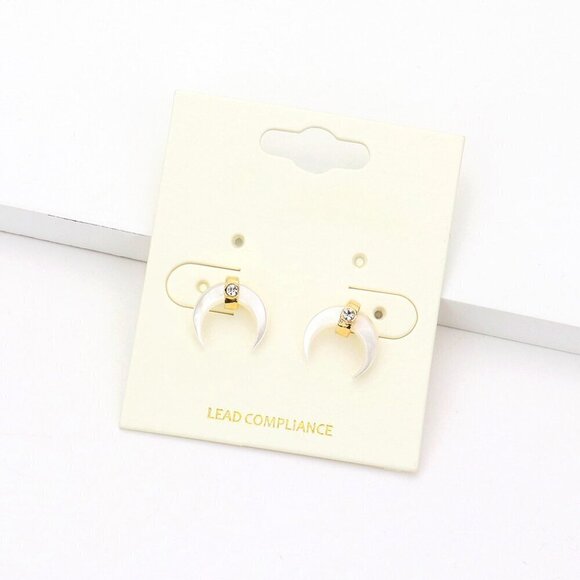 NEW Boho Mother of Pearl Horn Stud Earrings Southwestern - Picture 7 of 7